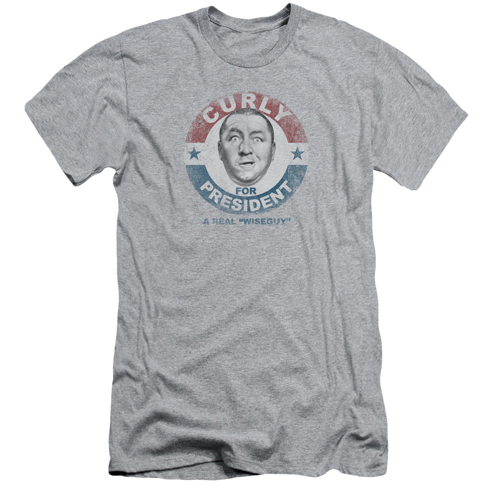 Three Stooges - Curly For President - Short Sleeve Adult 30/1 - Athletic Heather T-shirt