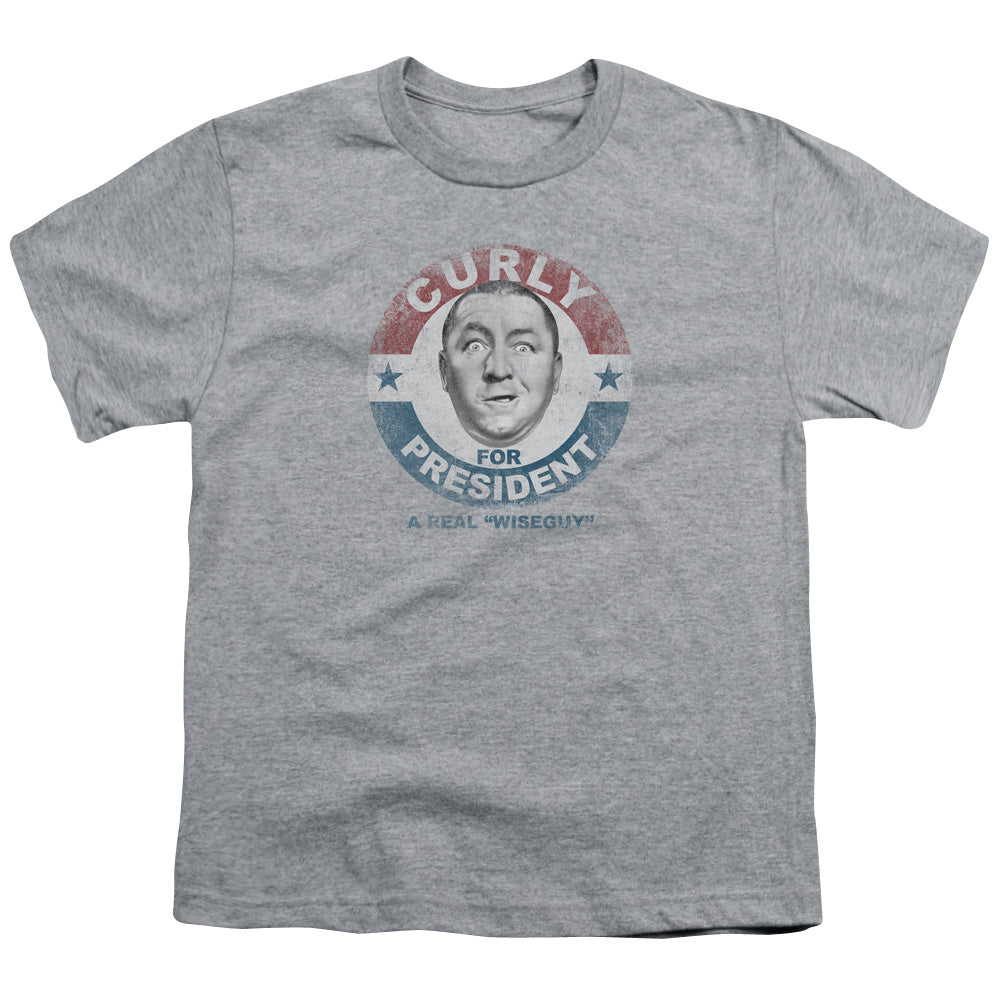 Three Stooges - Curly For President - Short Sleeve Youth 18/1 - Athletic Heather T-shirt