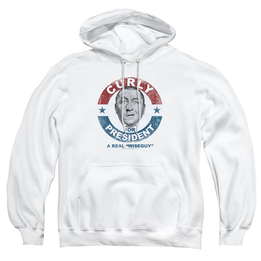 Three Stooges - Curly For President - Adult Pull-over Hoodie - White