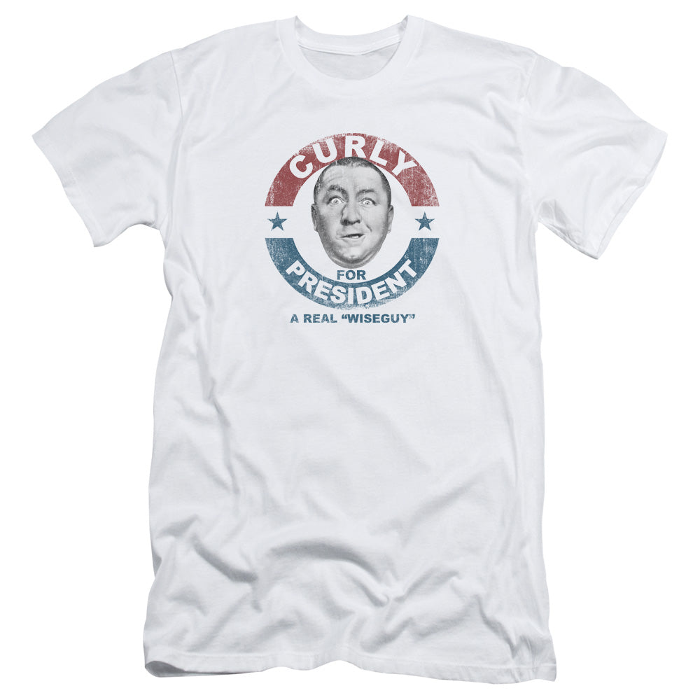 Three Stooges - Curly For President - Short Sleeve Adult 30/1 - White T-shirt