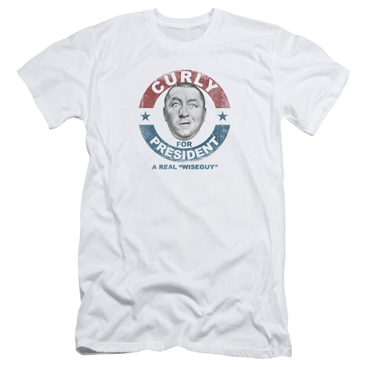 Three Stooges - Curly For President - Short Sleeve Adult 30/1 - White T-shirt