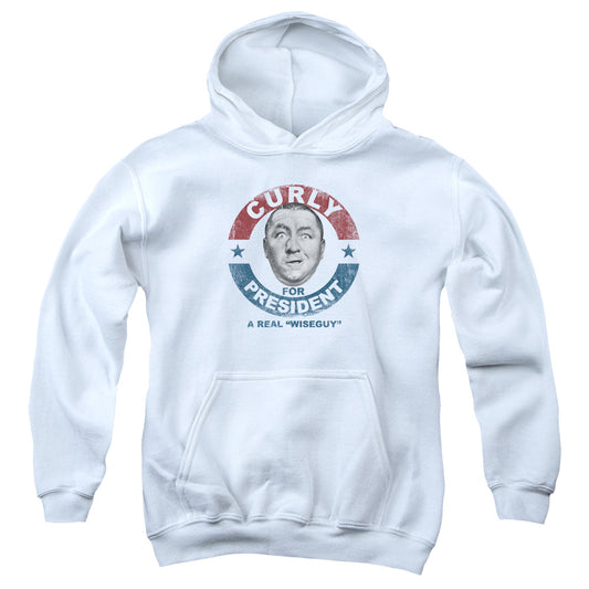 Three Stooges - Curly For President - Youth Pull-over Hoodie - White