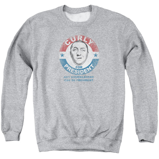 Three Stooges - Curly For President - Adult Crewneck Sweatshirt - Athletic Heather