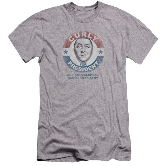 Three Stooges Curly For President-premuim Canvas Adult Slim Fit