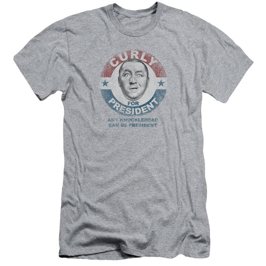 Three Stooges - Curly For President - Short Sleeve Adult 30/1 - Athletic Heather T-shirt