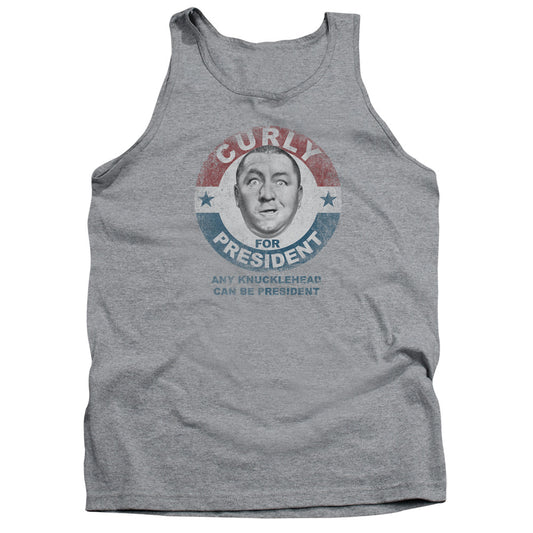 Three Stooges - Curly For President - Adult Tank - Athletic Heather