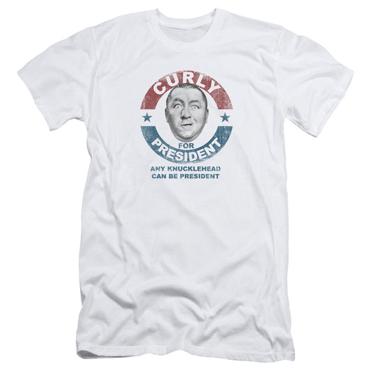 Three Stooges - Curly For President - Short Sleeve Adult 30/1 - White T-shirt