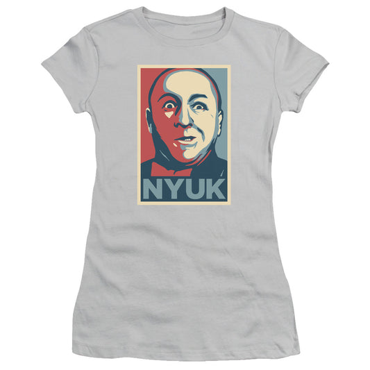 Three Stooges - Nyuk - Short Sleeve Junior Sheer - Silver T-shirt