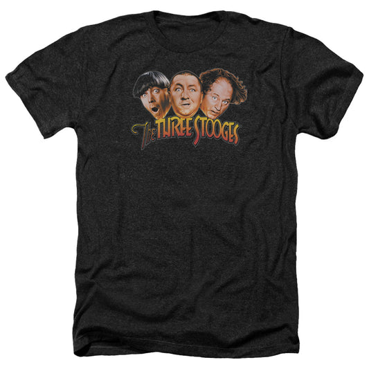 Three Stooges - Three Head Logo - Adult Heather-black
