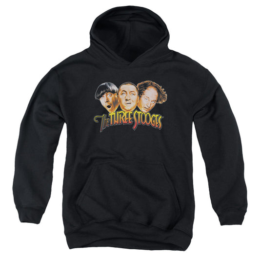Three Stooges - Three Head Logo - Youth Pull-over Hoodie - Black