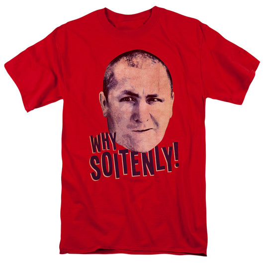 Three Stooges - Why Soitenly - Short Sleeve Adult 18/1 - Red T-shirt