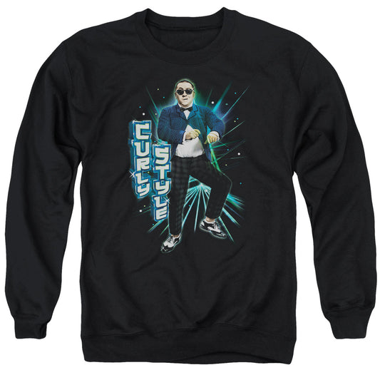 Three Stooges - Curly Style - Adult Crewneck Sweatshirt - Black
