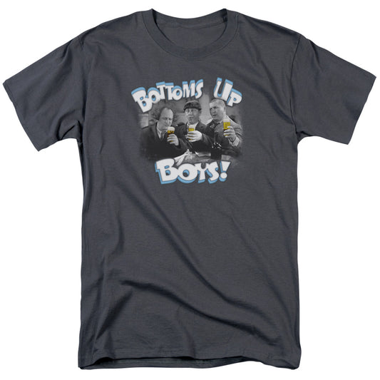 Three Stooges - Bottoms Up - Short Sleeve Adult 18/1 - Charcoal T-shirt
