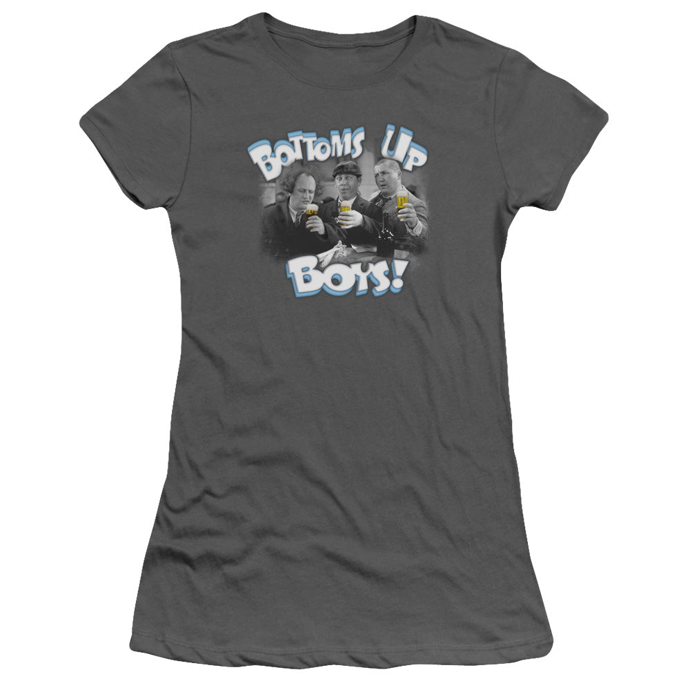Three Stooges - Bottoms Up - Short Sleeve Junior Sheer - Charcoal T-shirt