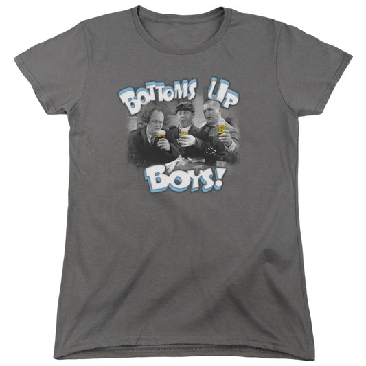 Three Stooges - Bottoms Up - Short Sleeve Womens Tee - Charcoal T-shirt