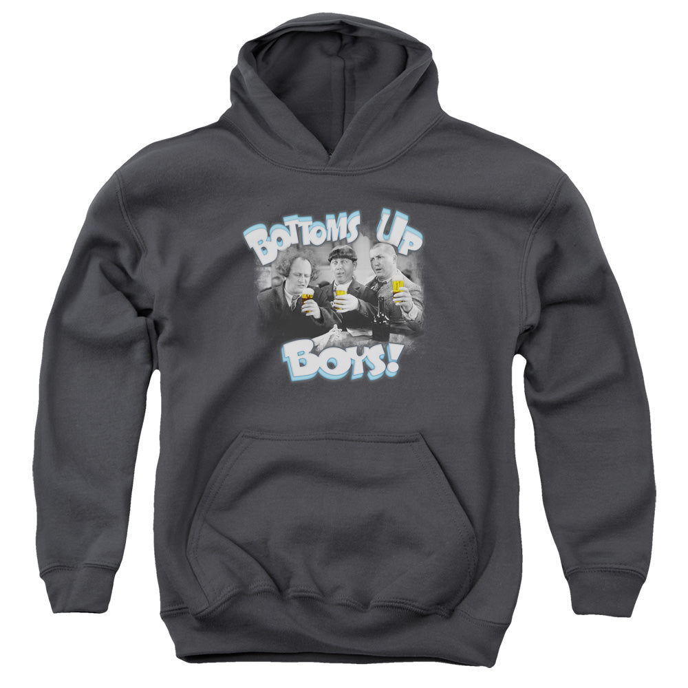 Three Stooges Bottoms Up-youth Pull-over Hoodie - Charcoal
