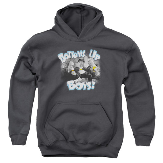 Three Stooges Bottoms Up-youth Pull-over Hoodie - Charcoal