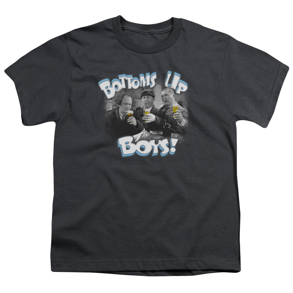Three Stooges - Bottoms Up - Short Sleeve Youth 18/1 - Charcoal T-shirt