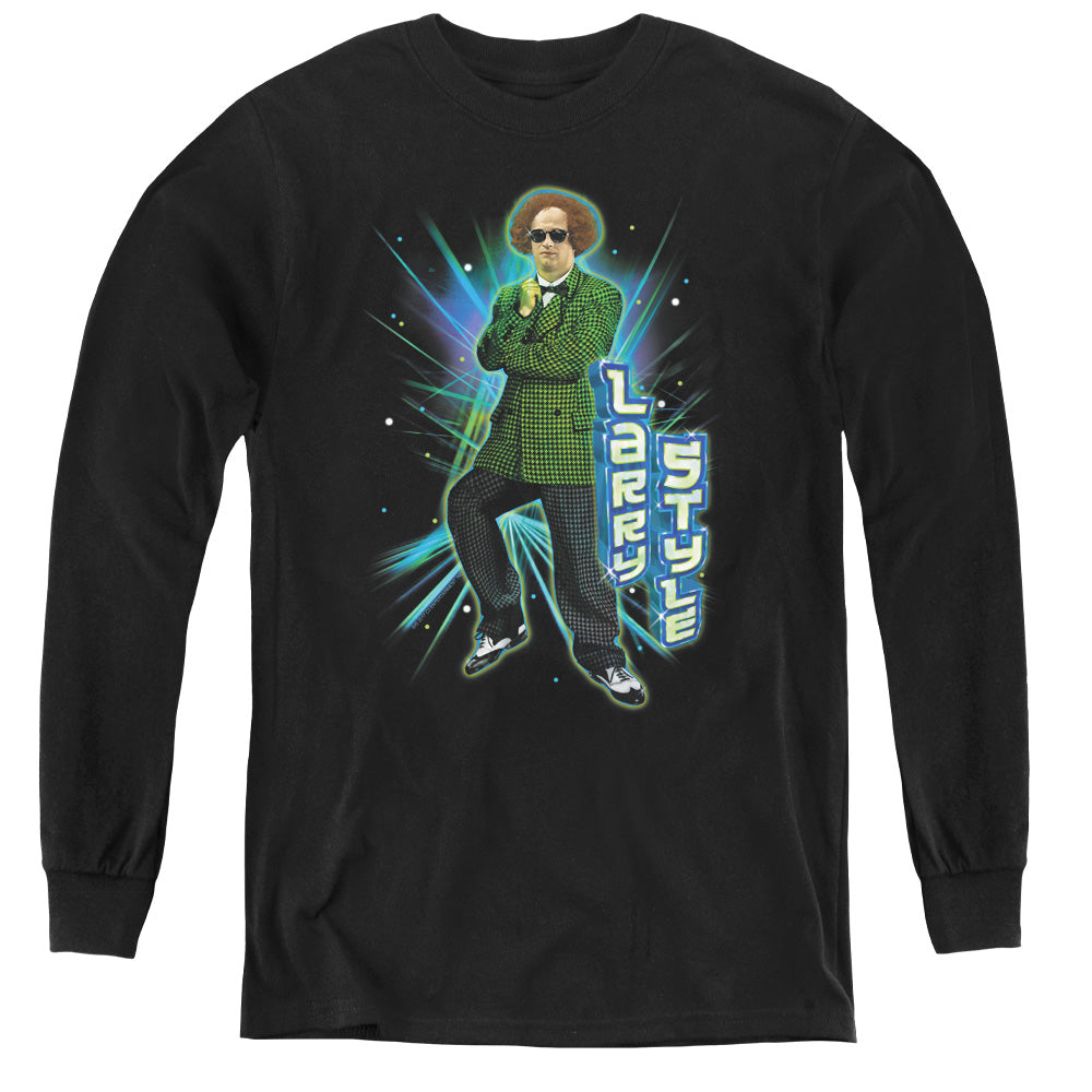 Three Stooges Larry Style - Youth Long Sleeve Tee - Black