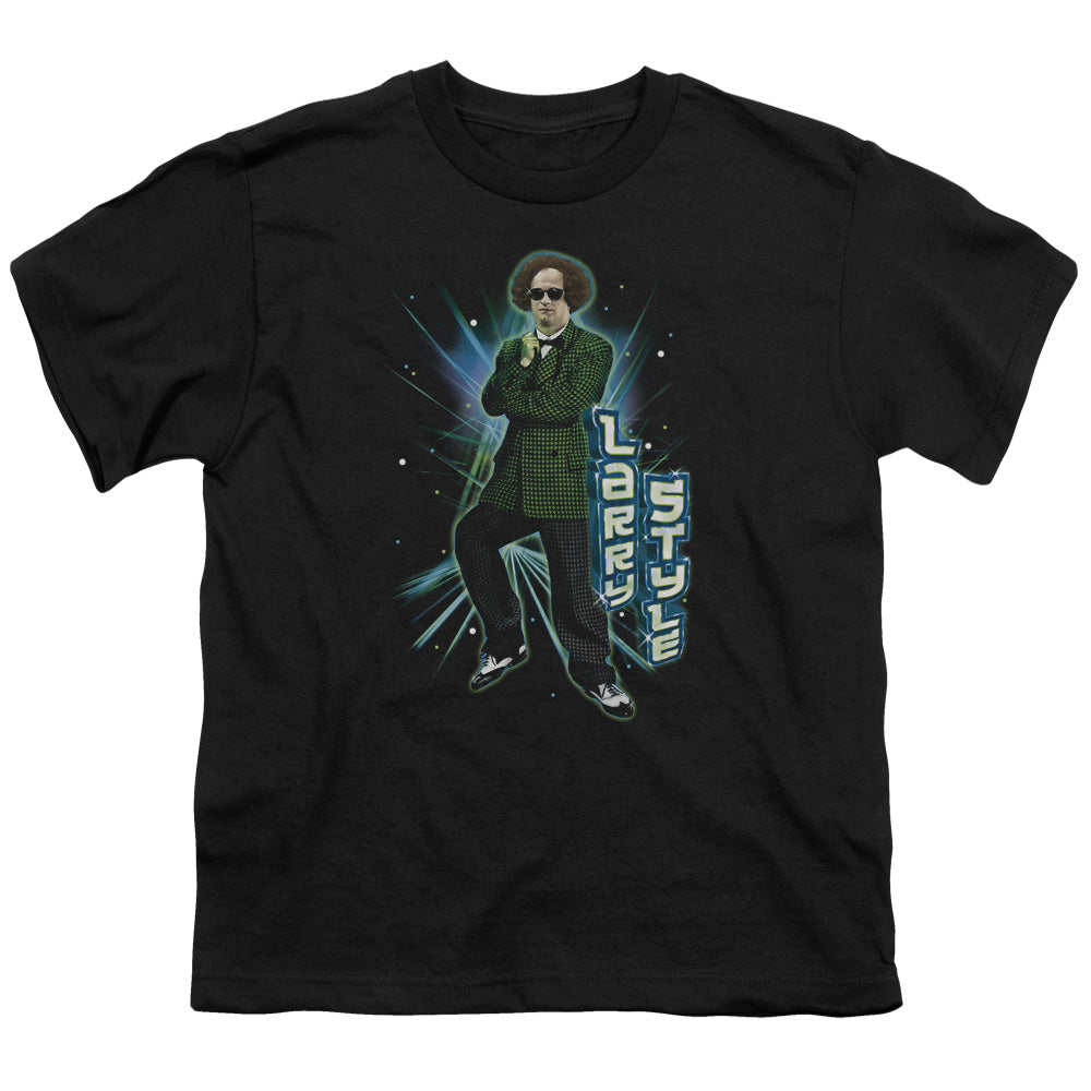 Three Stooges - Larry Style - Short Sleeve Youth 18/1 - Black T-shirt