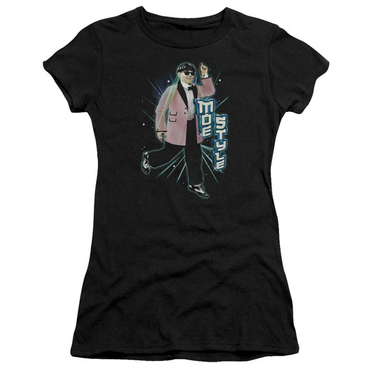 Three Stooges - Moe Style - Short Sleeve Junior Sheer - Black T-shirt