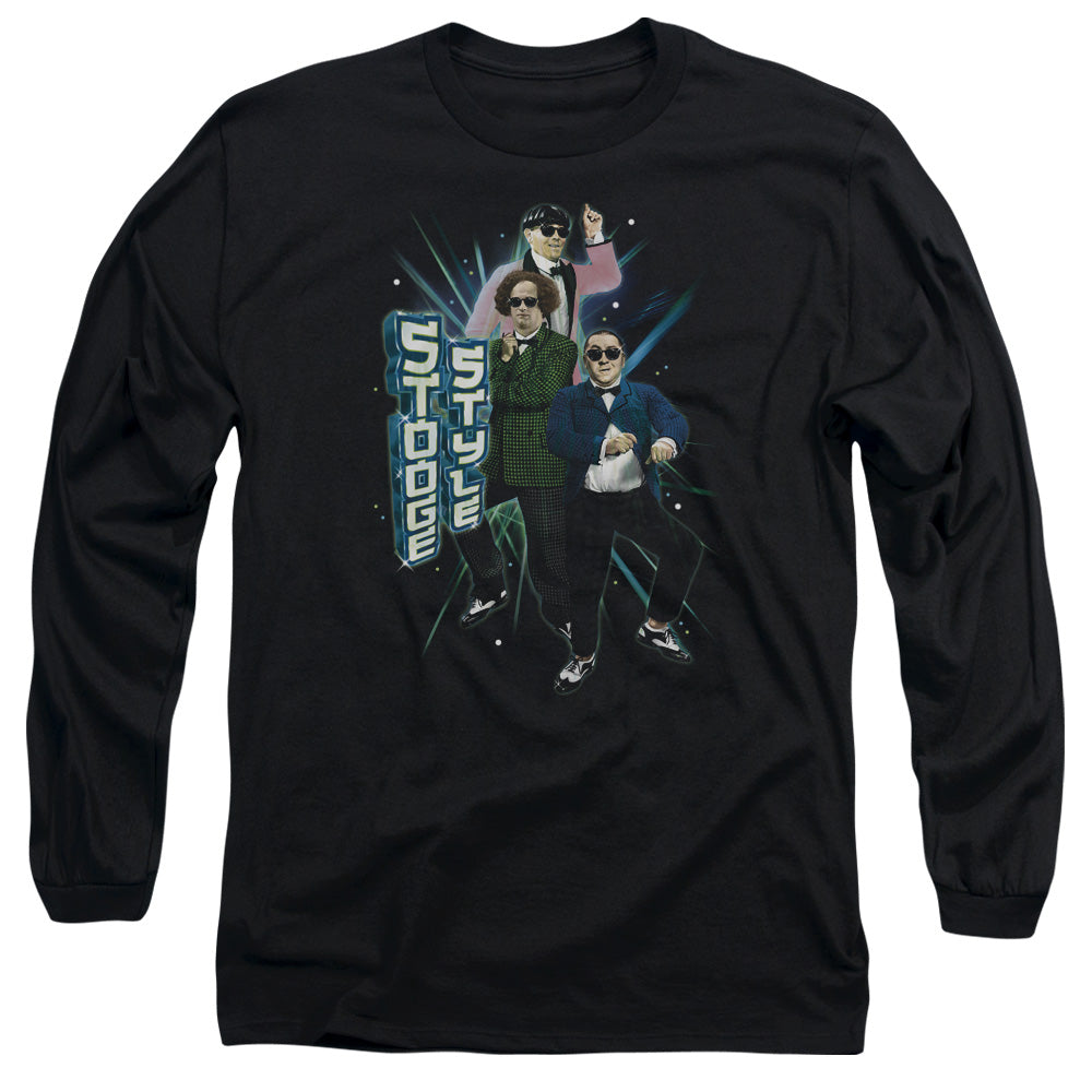 Three Stooges - Stooge Style - Long Sleeve Adult 18/1 - Black T-shirt