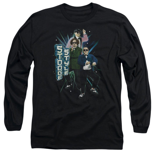 Three Stooges - Stooge Style - Long Sleeve Adult 18/1 - Black T-shirt