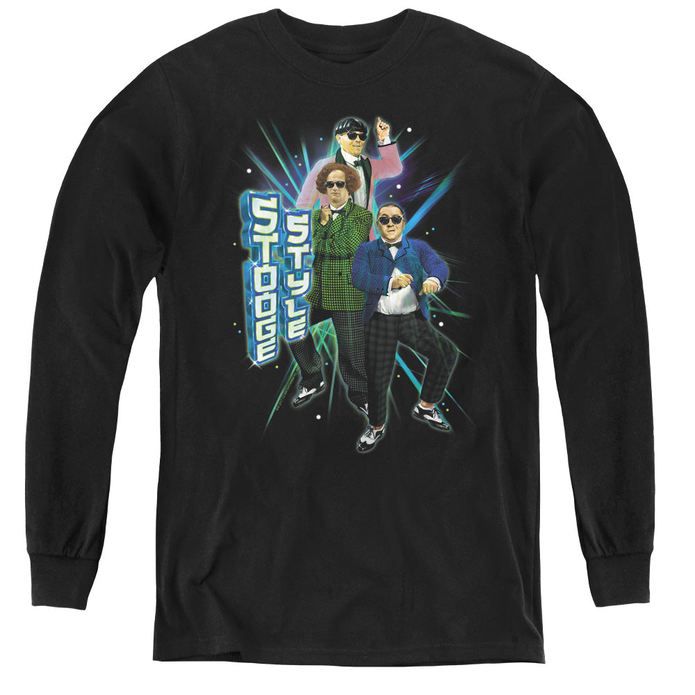 Three Stoogeshort Sleevetooge Style - Youth Long Sleeve Tee - Black T-shirt