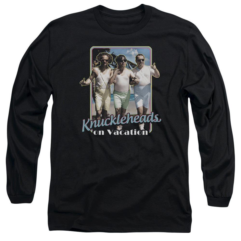 Three Stooges - Knucklesheads On Vacation - Long Sleeve Adult 18/1 - Black T-shirt