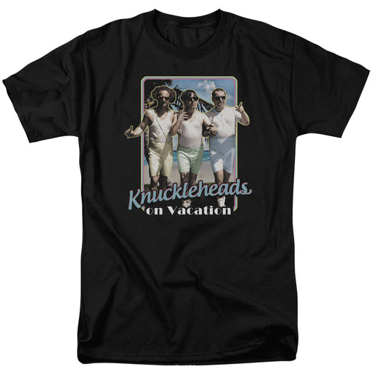 Three Stooges - Knucklesheads On Vacation - Short Sleeve Adult 18/1 - Black T-shirt