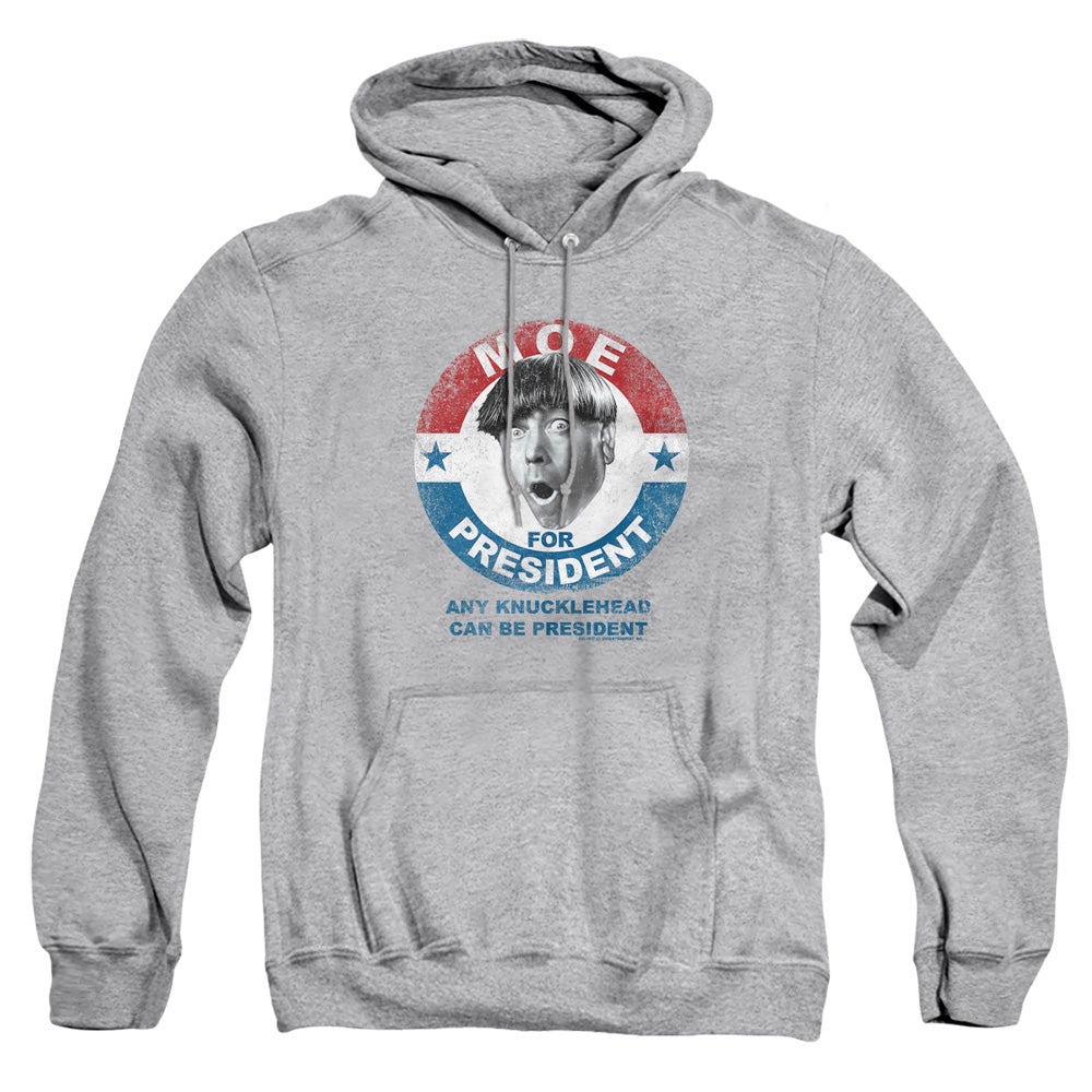 Three Stooges - Moe For President - Adult Pull-over Hoodie - Athletic Heather