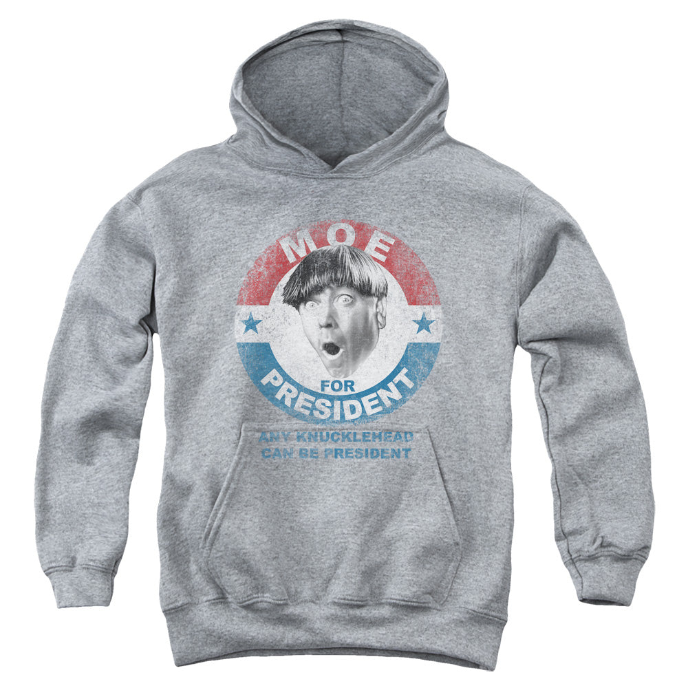 Three Stooges - Moe For President - Youth Pull-over Hoodie - Heather