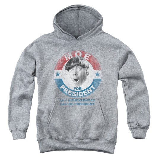 Three Stooges - Moe For President - Youth Pull-over Hoodie - Heather