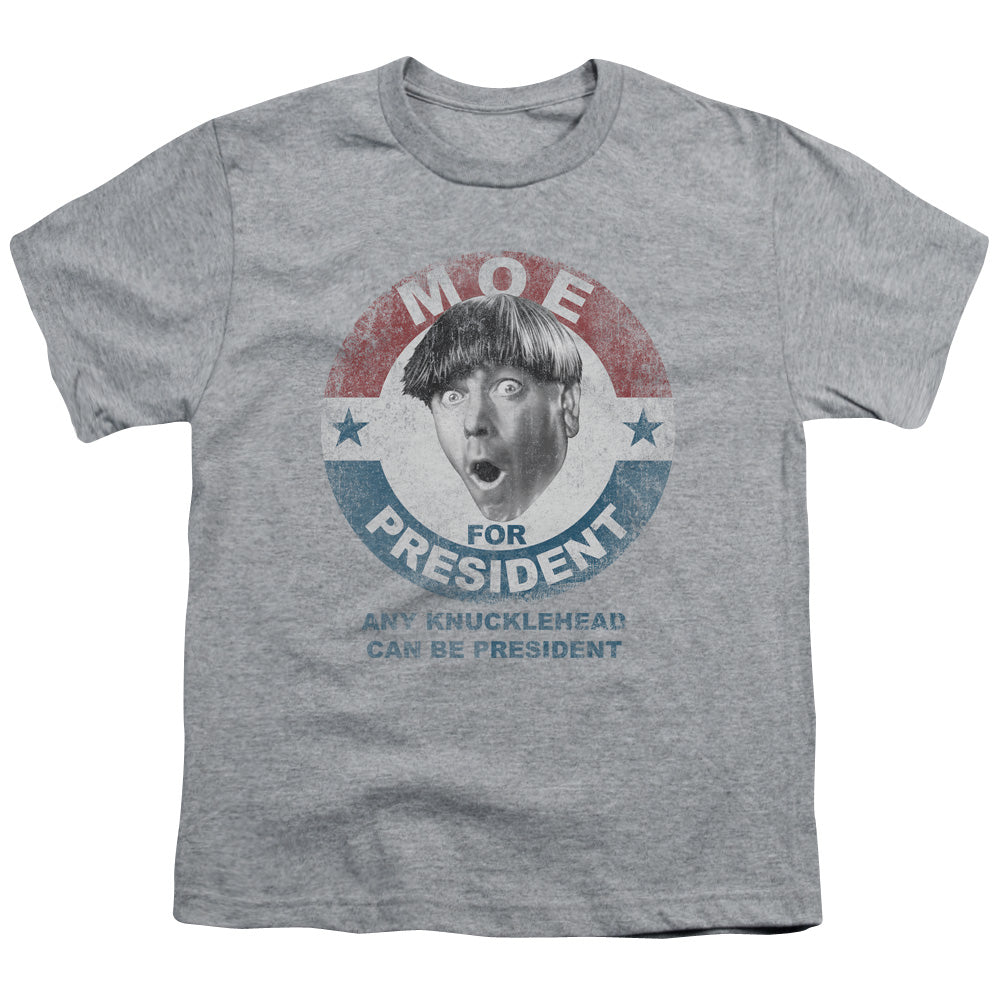 Three Stooges - Moe For President - Short Sleeve Youth 18/1 - Athletic Heather T-shirt