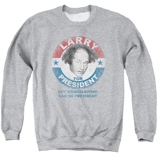 Three Stooges - Larry For President - Adult Crewneck Sweatshirt - Athletic Heather
