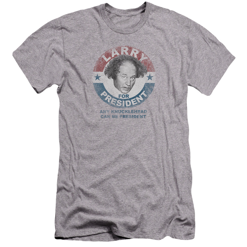 Three Stooges - Larry For President-premuim Canvas Adult Slim Fit 30/1 - Athletic Heather