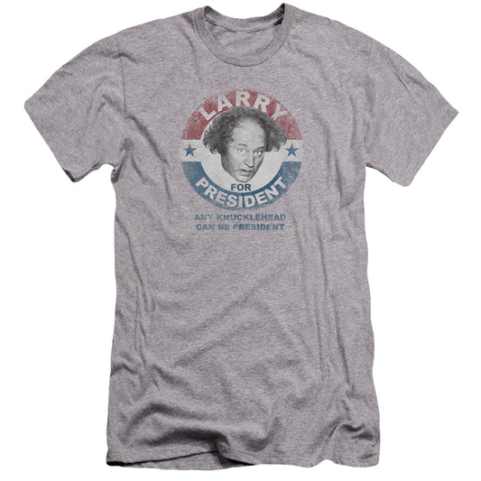 Three Stooges - Larry For President-premuim Canvas Adult Slim Fit 30/1 - Athletic Heather