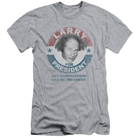Three Stooges - Larry For President - Short Sleeve Adult 30/1 - Athletic Heather T-shirt