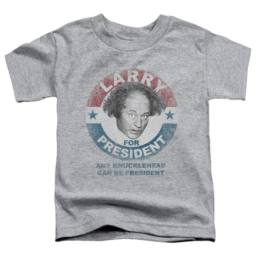 Three Stooges - Larry For President - Short Sleeve Toddler Tee - Athletic Heather T-shirt