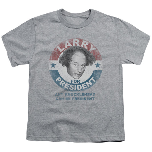Three Stooges - Larry For President - Short Sleeve Youth 18/1 - Athletic Heather T-shirt