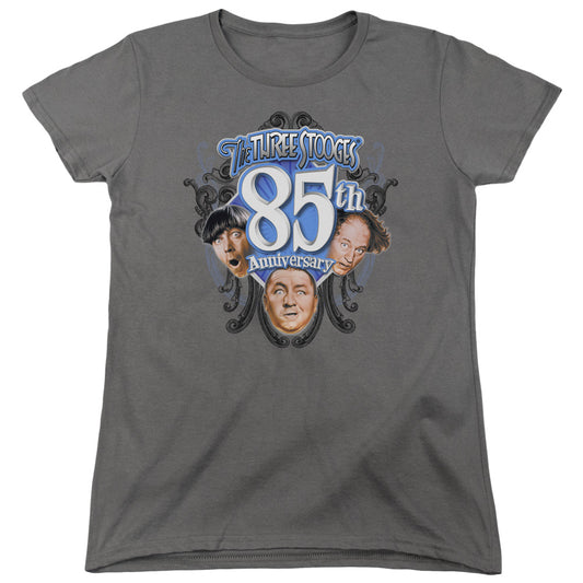 Three Stooges - 85th Anniversary 2 - Short Sleeve Womens Tee - Charcoal T-shirt
