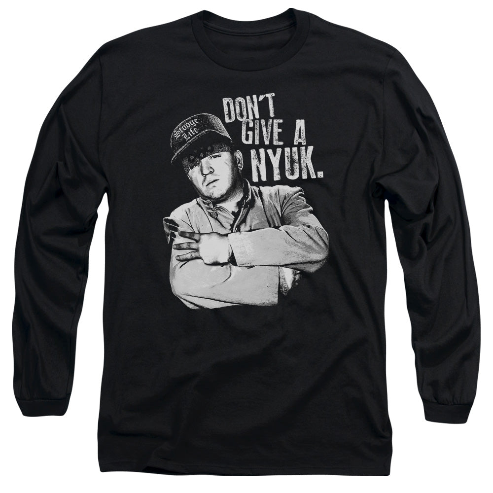 Three Stooges - Give A Nyuk - Long Sleeve Adult 18/1 - Black T-shirt