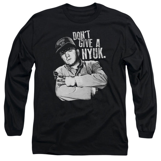 Three Stooges - Give A Nyuk - Long Sleeve Adult 18/1 - Black T-shirt