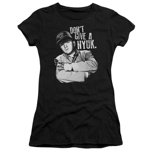 Three Stooges - Give A Nyuk - Short Sleeve Junior Sheer - Black T-shirt