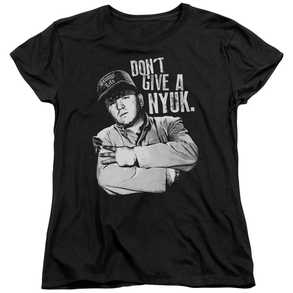 Three Stooges - Give A Nyuk - Short Sleeve Womens Tee - Black T-shirt