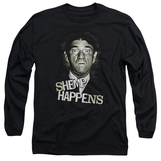 Three Stooges - Shemp Happens - Long Sleeve Adult 18/1 - Black T-shirt