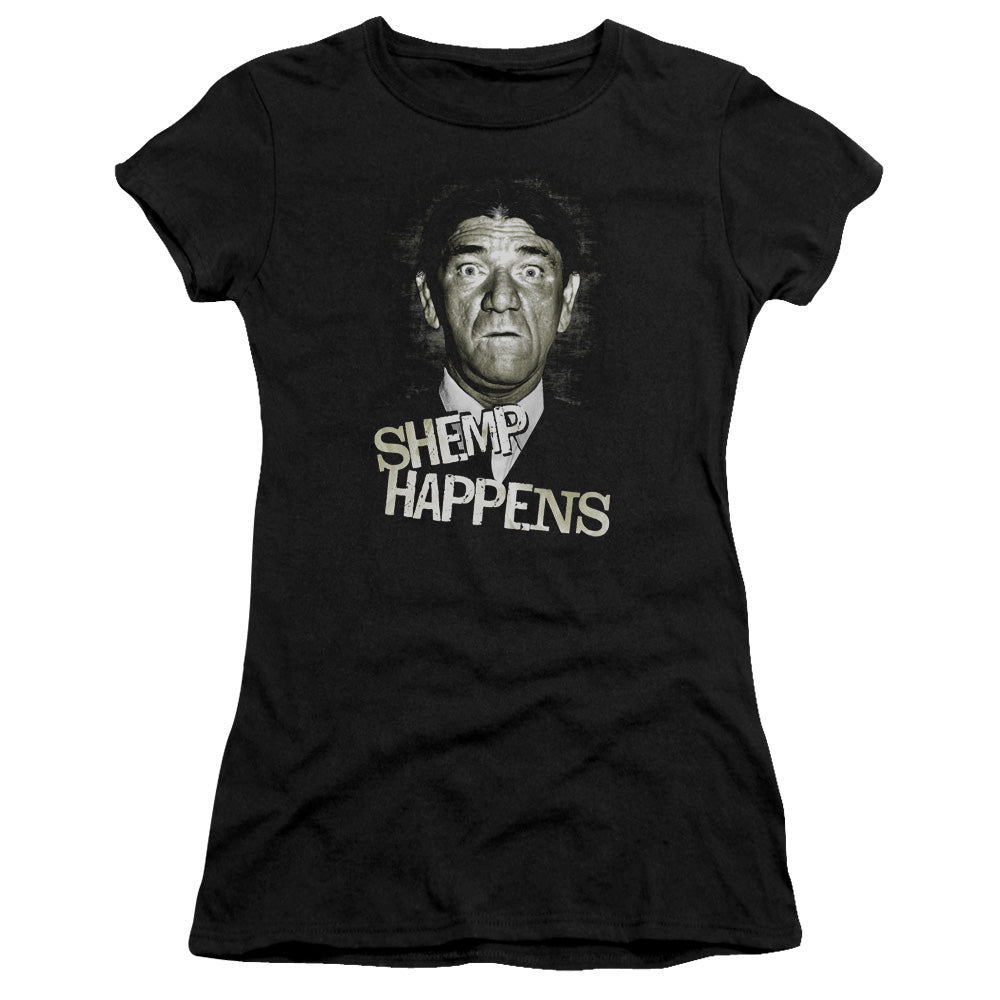 Three Stoogeshort Sleevehemp Happens - S - S Junior Sheer - Black T-shirt