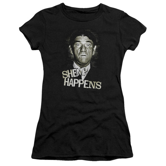 Three Stoogeshort Sleevehemp Happens - S - S Junior Sheer - Black T-shirt