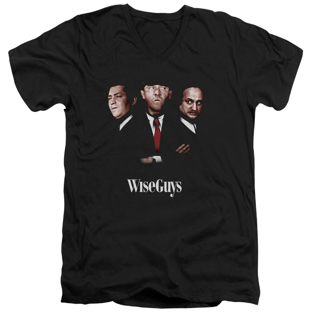 Three Stooges - Wiseguys - Short Sleeve Adult V-neck 30/1 - Black T-shirt