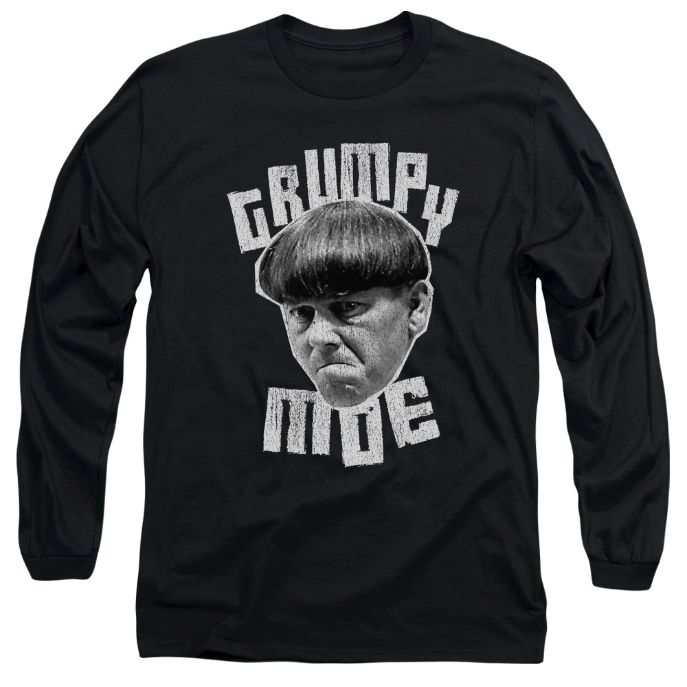 Three Stooges - Grumpy Moe - Long Sleeve Adult 18/1 - Black T-shirt